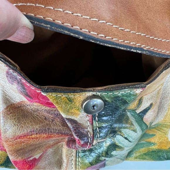 PATRICIA NASH Multicolor Painted Floral Tan Leather Distressed Tote Satchel - Picture 11 of 15